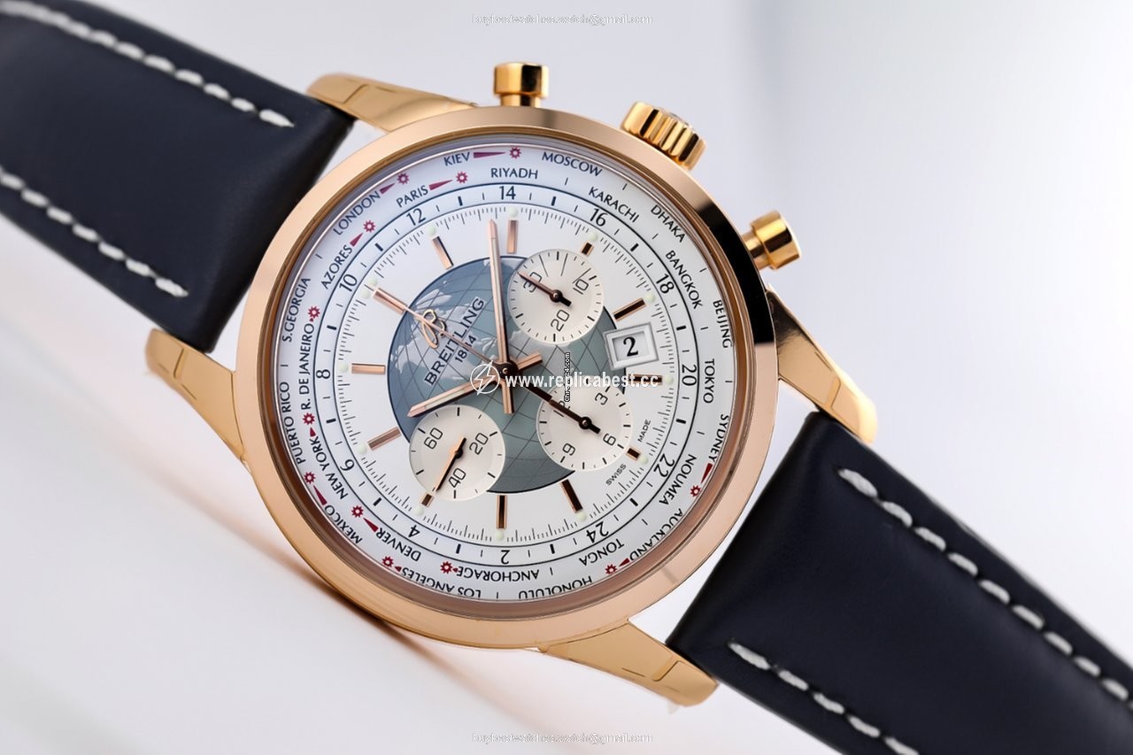 Breitling Transocean Chronograph Unitime Mens watch Unisex Automatic Rose gold RB0510U0 A733