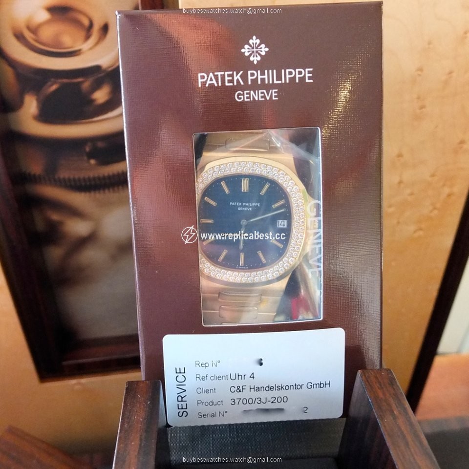 Patek Philippe Nautilus Mens watch Unisex Automatic Yellow gold 3700 3 Nautilus Blue original Steinbesatz
