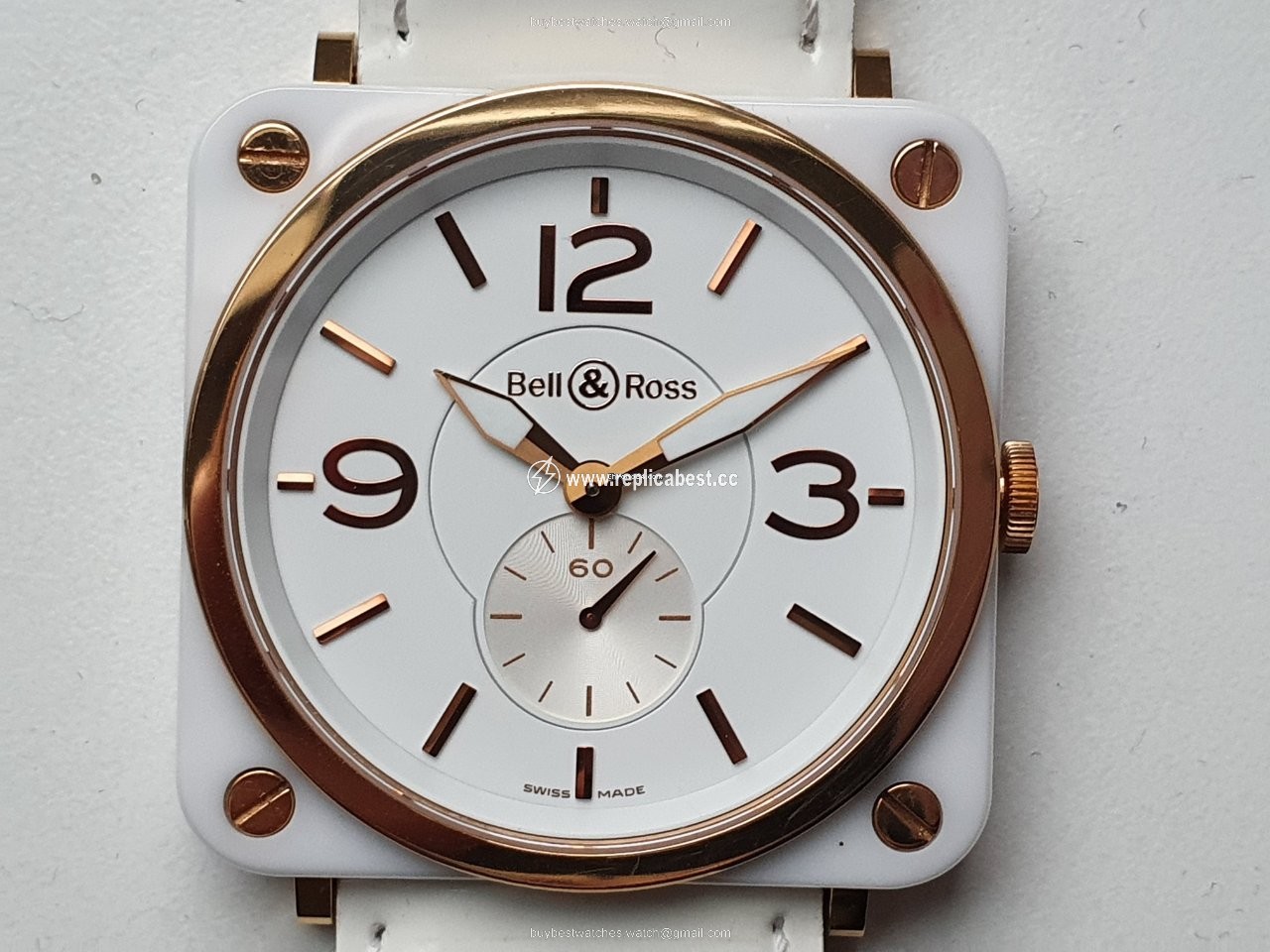 Bell & Ross BR S Mens watch Unisex Quartz Rose gold BRS-98-WCR