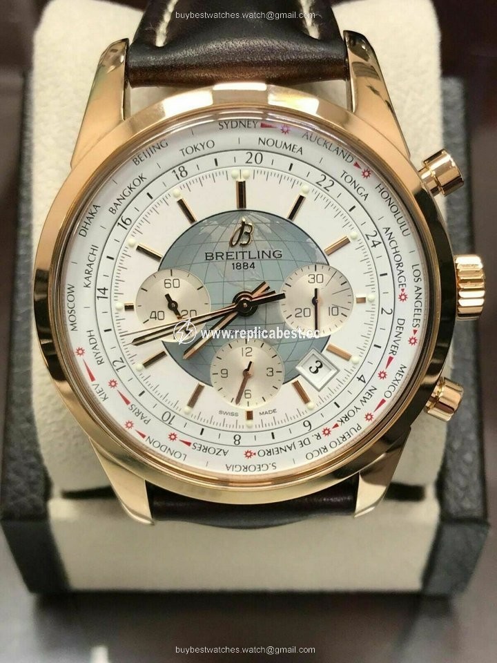 Breitling Transocean Chronograph Unitime Mens watch Unisex Automatic Rose gold RB0510