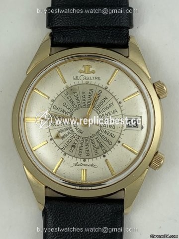 Jaeger-LeCoultre Mens watch Unisex Automatic Gold Steel Memovox Vintage World Time Alarm