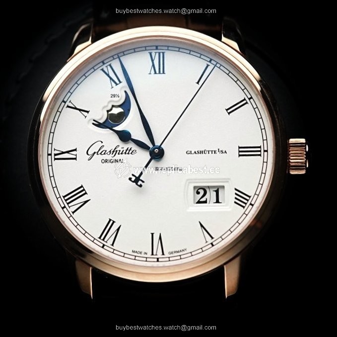 Glashutte Original Senator Panorama Date Moon Phase Mens watch Unisex Automatic Rose gold 100-04-32-15-04