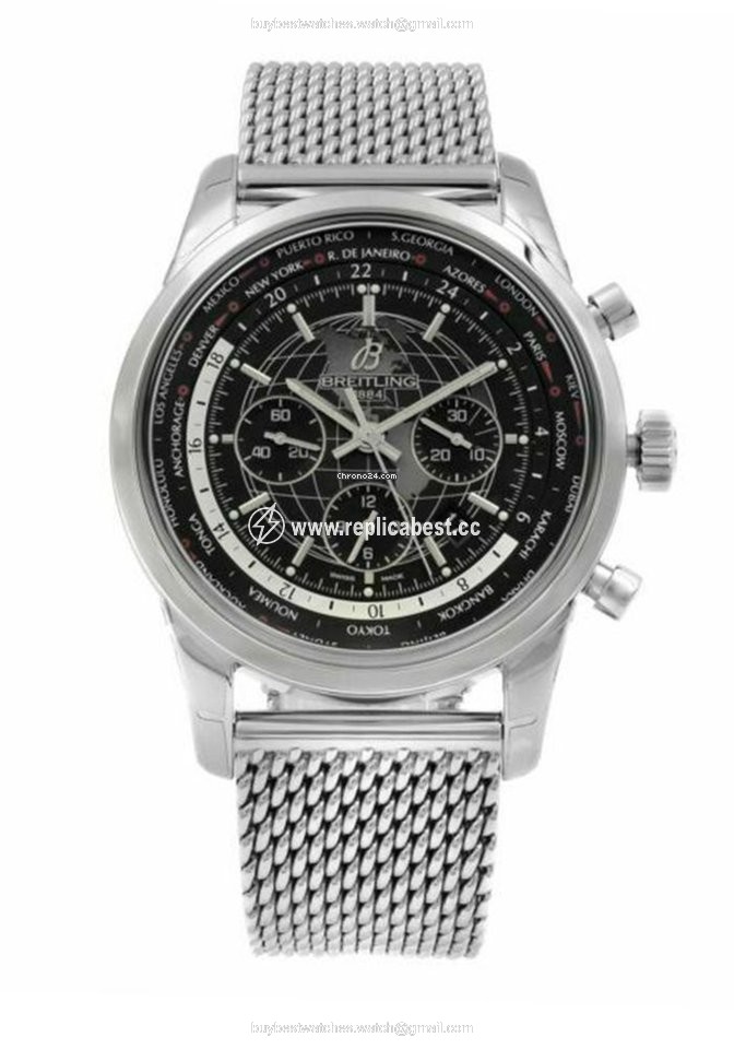 Breitling Transocean Chronograph Unitime Mens watch Unisex Automatic Steel AB0510U4 BE84