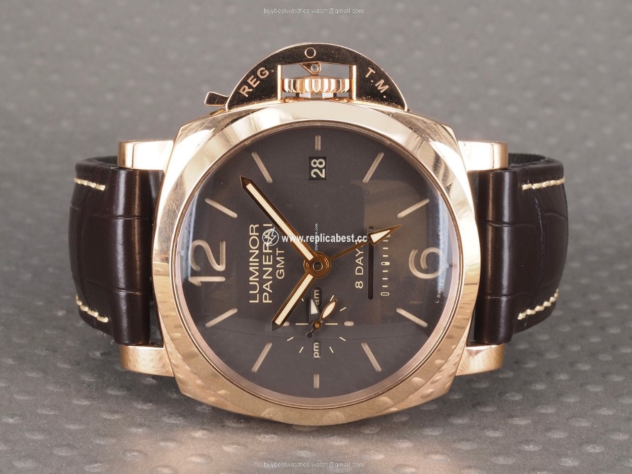 Panerai Luminor 1950 8 Days GMT Mens watch Unisex Manual winding Rose gold PAM 00576