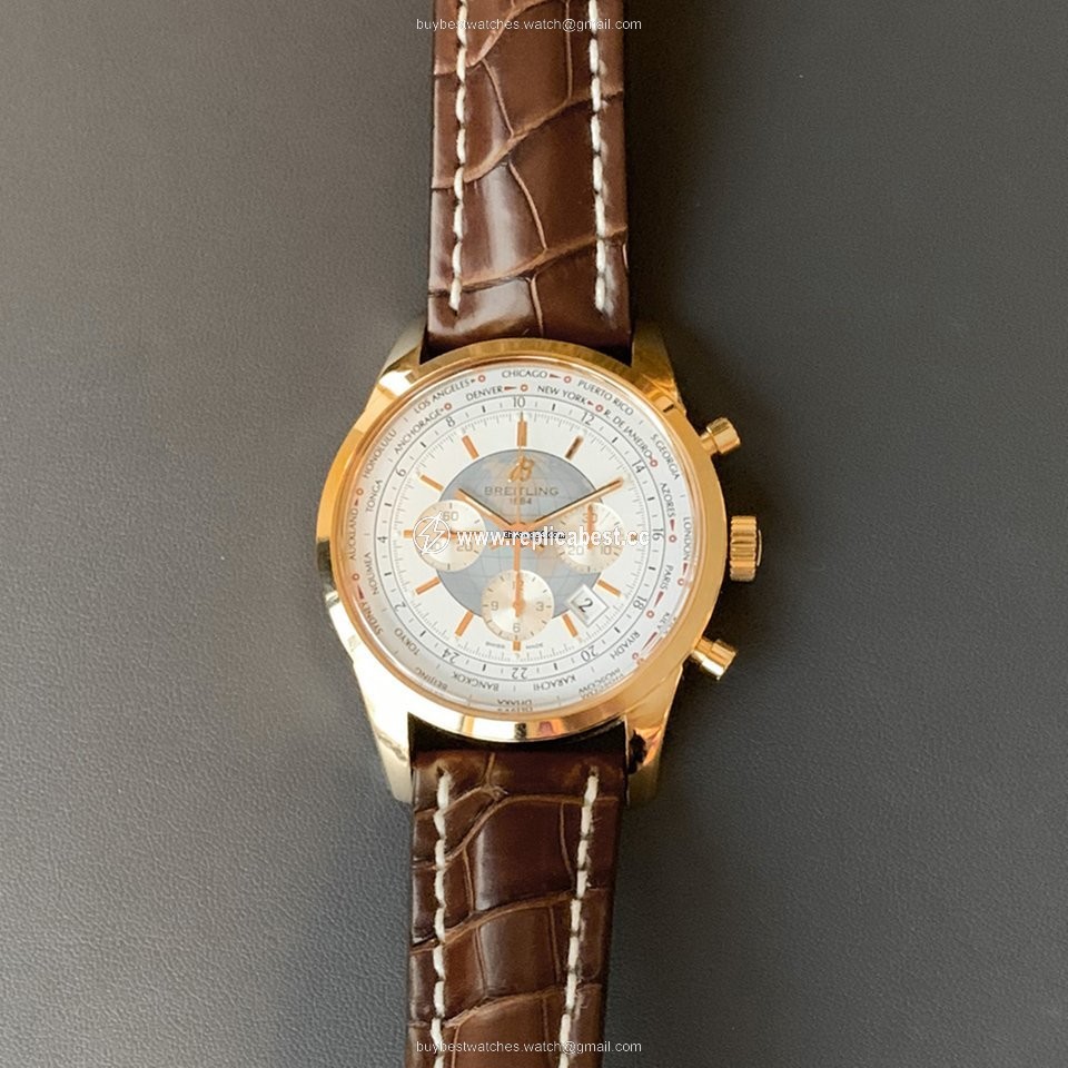 Breitling Transocean Chronograph Unitime Mens watch Unisex Automatic Rose gold RB0510U0-A733