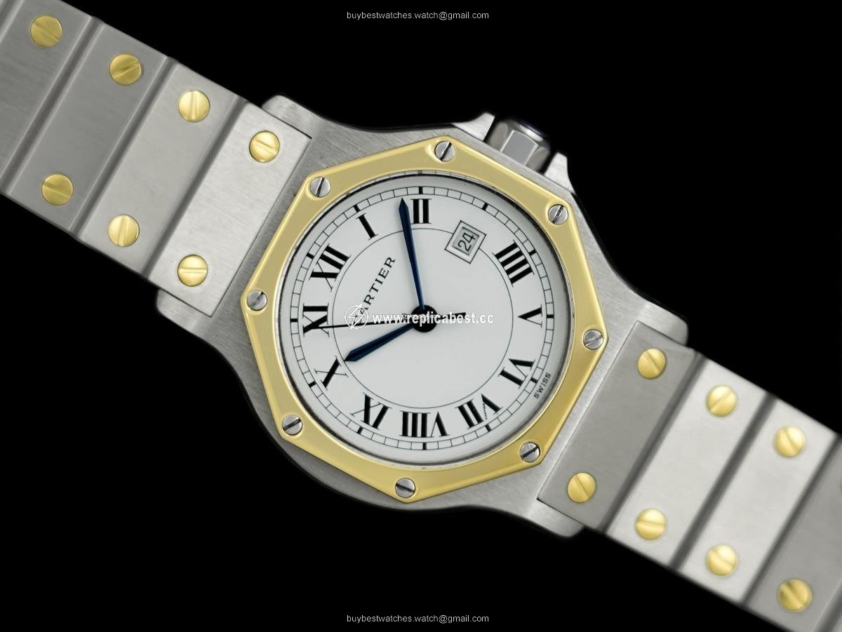 Cartier Santos Mens watch Unisex Automatic Gold Steel 8240