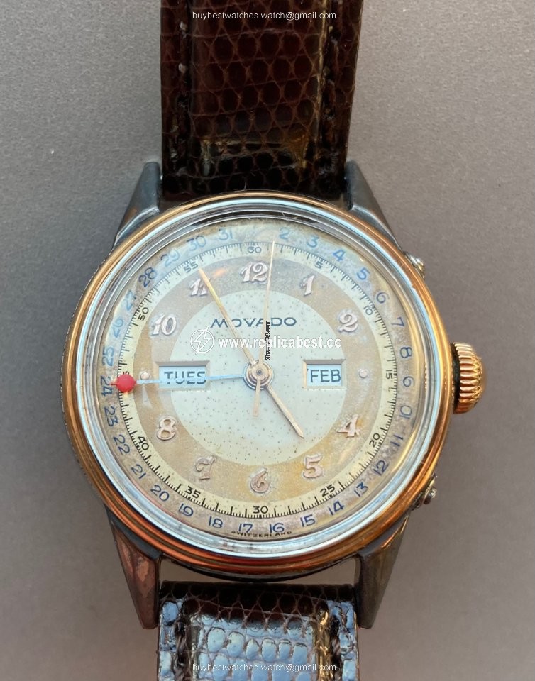 Movado Mens watch Unisex Manual winding Gold Steel Vintage