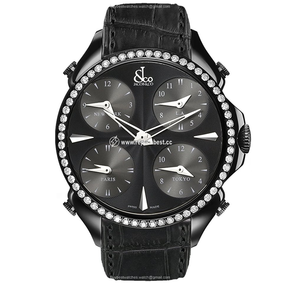 Jacob & Co. Five Time Zone Mens watch Unisex Quartz Steel PZ500.11.RO.LA.A