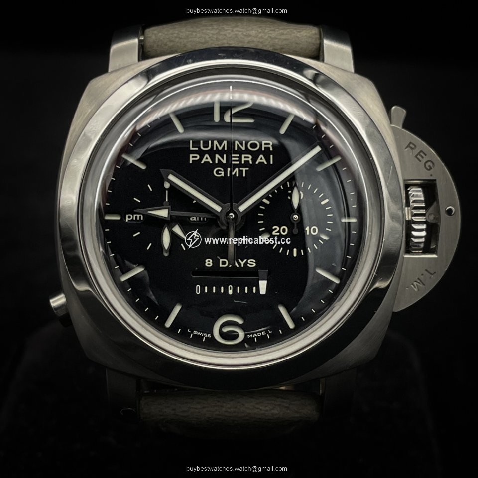 Panerai Luminor 1950 8 Days Chrono Monopulsante GMT Mens watch Unisex Manual winding Steel PAM 00275