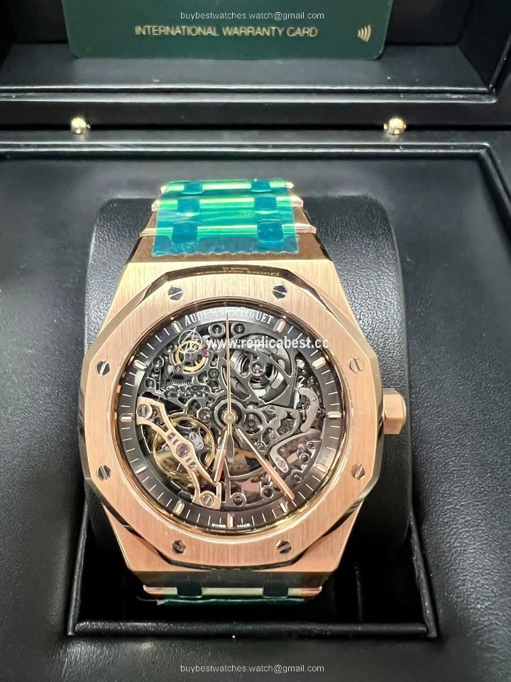 Audemars Piguet Royal Oak Double Balance Wheel Openworked Mens watch Unisex Automatic Rose gold 15407OR.OO.1220OR.01