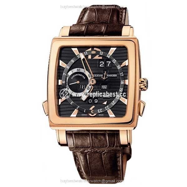 Ulysse Nardin Quadrato Dual Time Perpetual Mens watch Unisex Automatic Rose gold 326-90