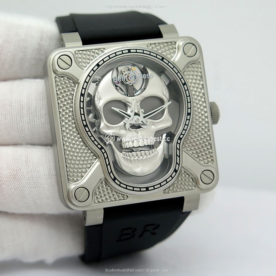 Bell & Ross BR 01 Mens watch Unisex Manual winding Steel BR01-SKULL-SK-ST