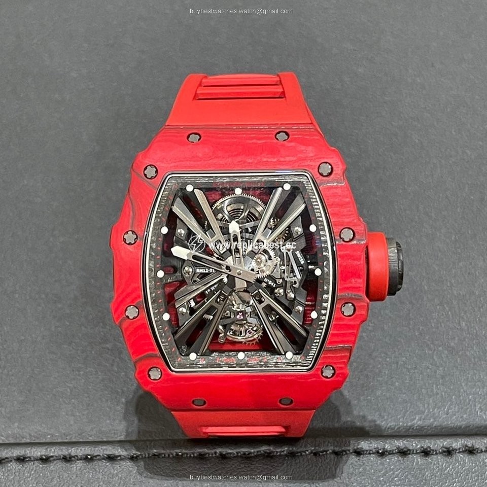 Richard Mille Mens watch Unisex Automatic Carbon Richard Mille RM 12-01 Tourbillon Red Quartz Tpt