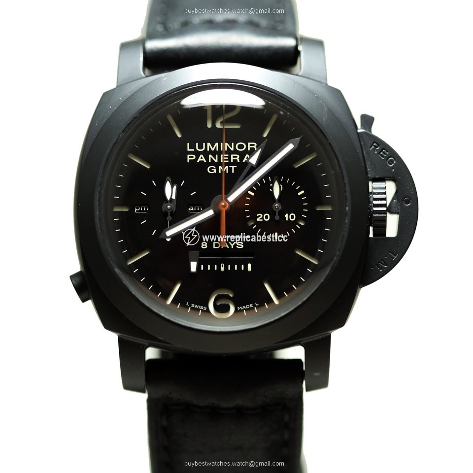 Panerai Luminor 1950 8 Days Chrono Monopulsante GMT Mens watch Unisex Manual winding Ceramic PAM 00317