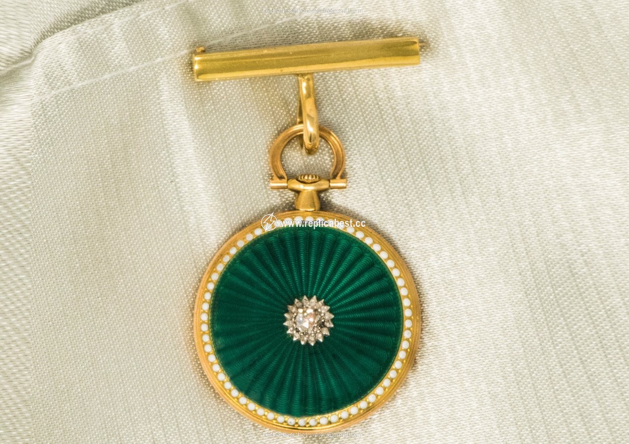 Cartier Mens watch Unisex Manual winding Yellow gold CARTIER 1910 Rare Enamel Diamond 18kt Gold Pocket Watch