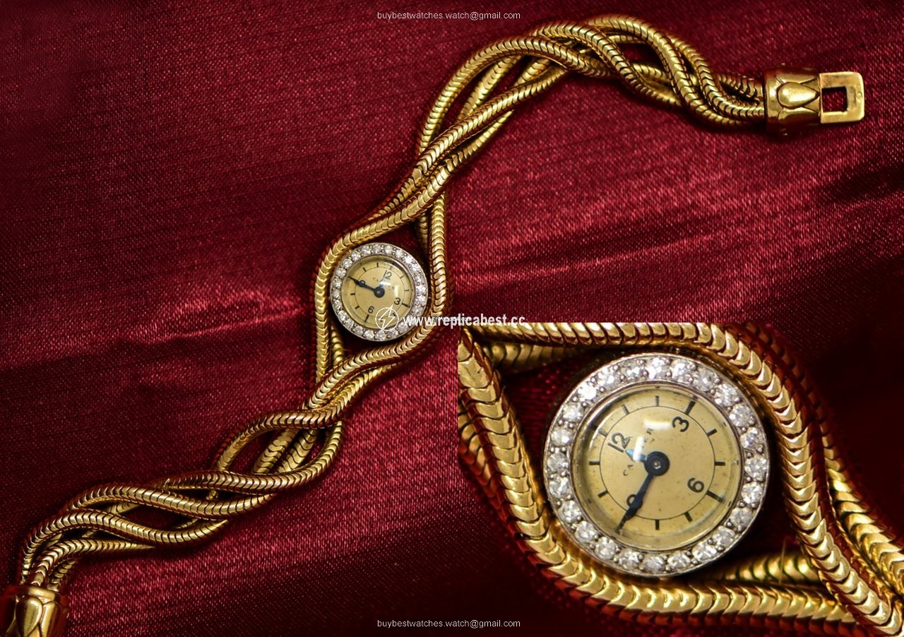 Cartier Womens watch Manual winding Yellow gold RARE 1940S DIAMOND SET PLATINUM, 18KT YG TRIPLE TWIST WATCH
